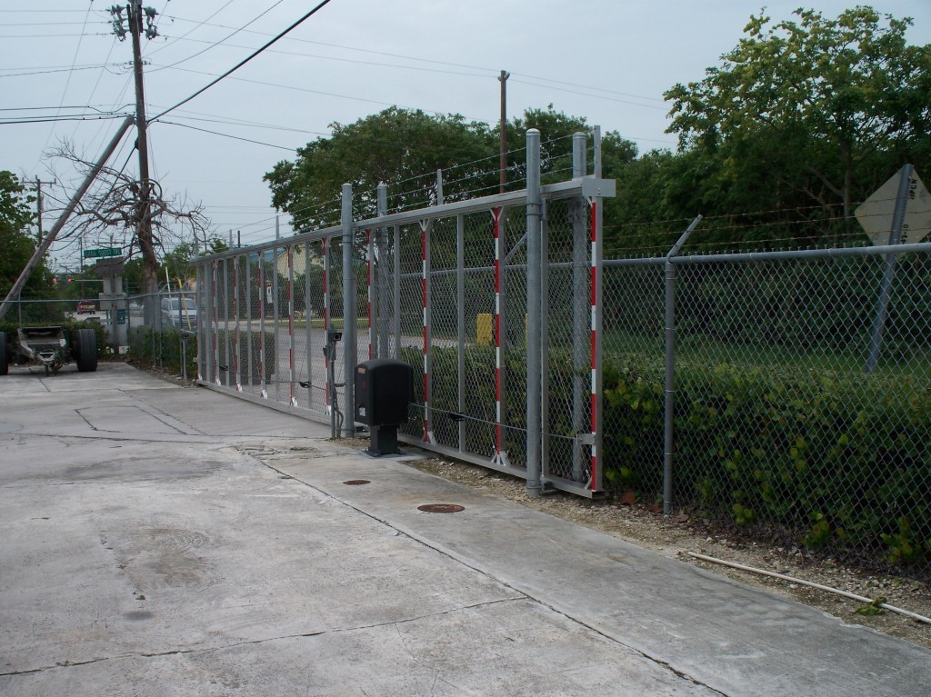 grey chain link gate system