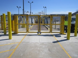 A Tymetal chain link bi-folding security gate