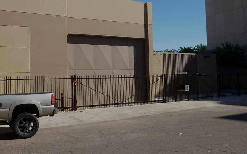 Security fence in front of data center