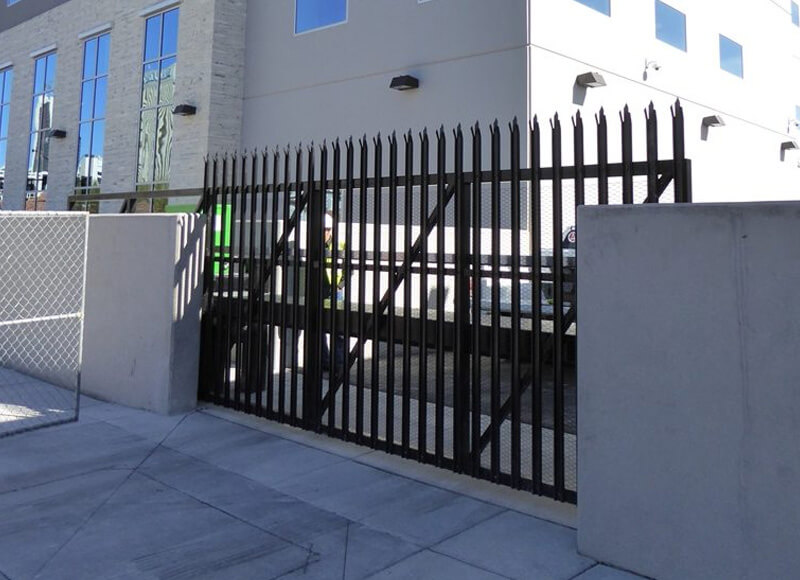 Crash fence in front of education building