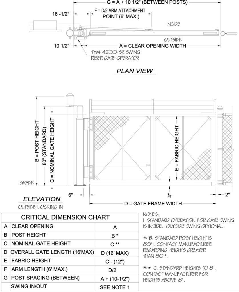 TYM-4200-SR Swing Riser Gate and Operator System