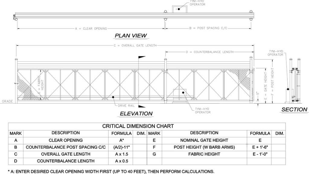 TYM-HYD Structural Cantilever Slide Gate System