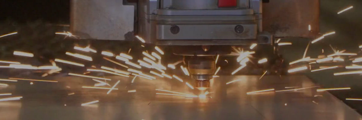 Sparks dispersing off laser cutter
