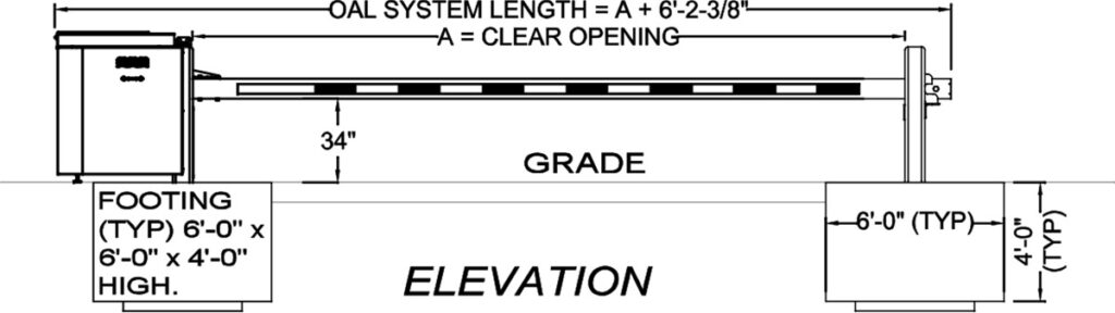 TCRB12-EM-LA_Up_To_22_EMLA-Profile-and-Elevation_R1 TCRB-12-EMLA (M50/K12) Electro-Mechanical Crash Rated Beam & Operator System elevation