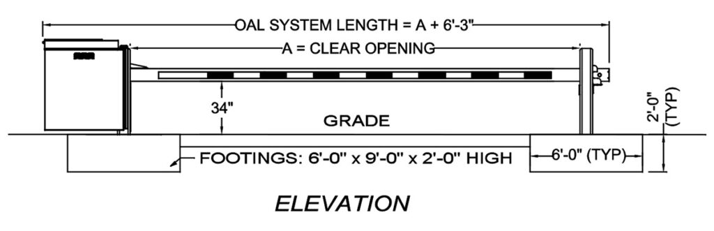 TCRB4-EM-LA_Up_To_24_Profile-and-Elevation_R1 TCRB-4-EMLA (M30/K4) Electro-Mechanical Crash Rated Beam & Operator System elevation