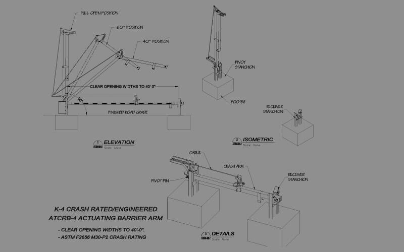 K4 ATCRB-4 Crash-Rated Barrier Arm drawing