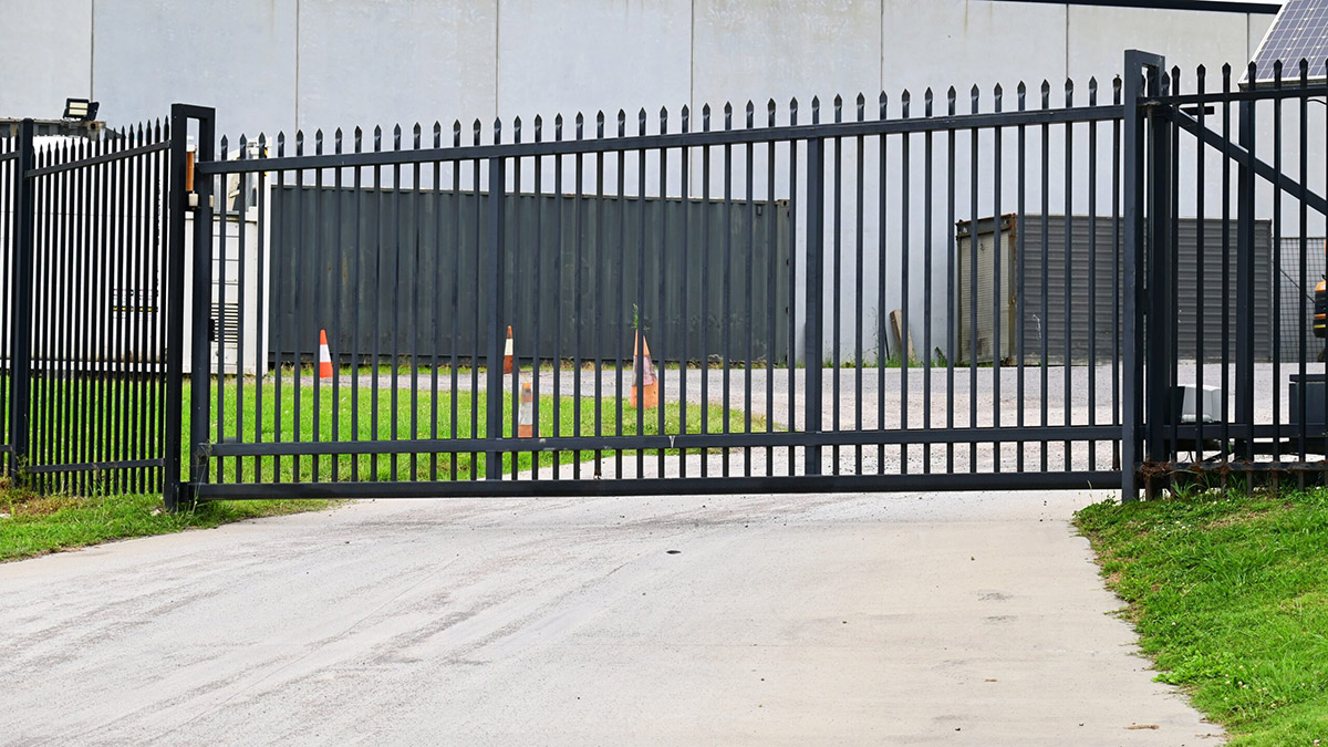 Industrial security perimeter gate with controlled access