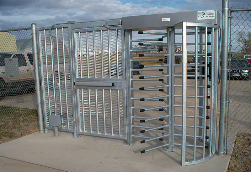 Pedestrian portal 2150 pre-hung ornamental pedestrian swing gate with turnstile