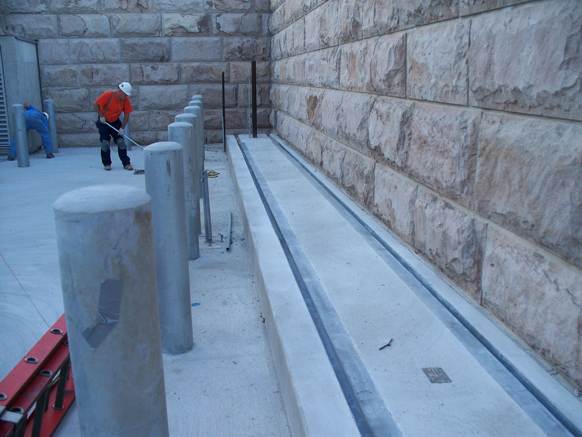 Philadelphia Museum of Art gate installation track and bollards
