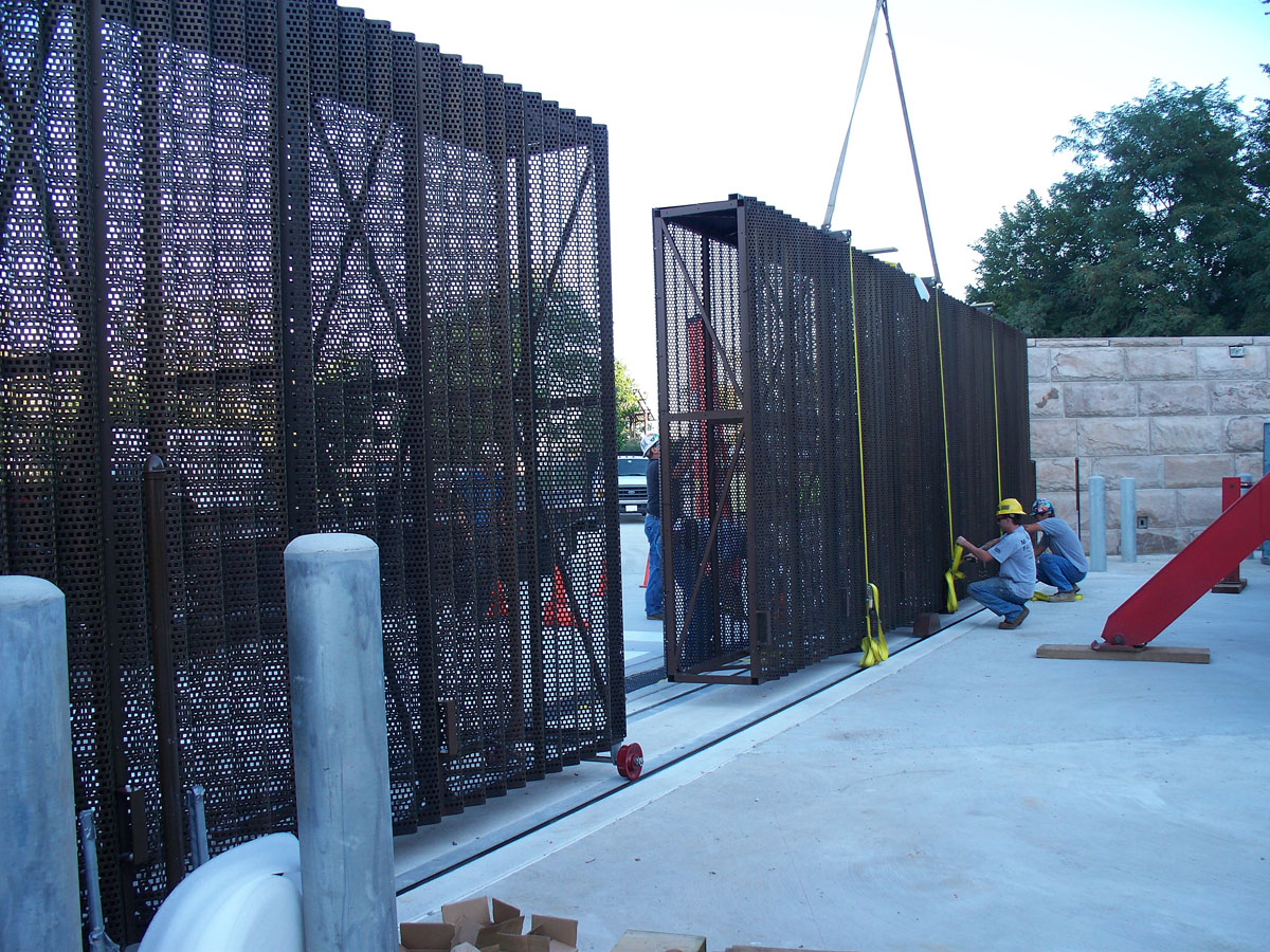 Philadelphia Museum of Art gate installation second gate in track