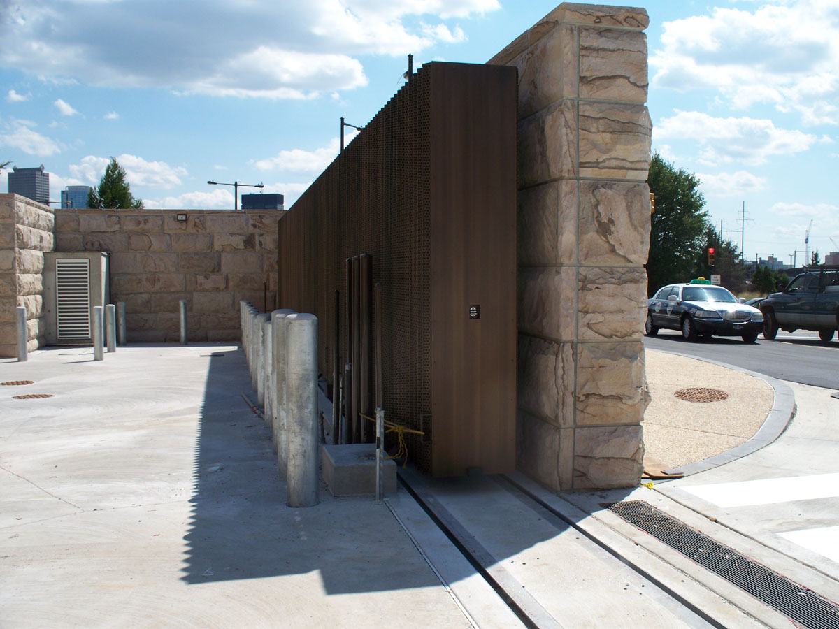 Philadelphia Museum of Art gate installation complete, side view