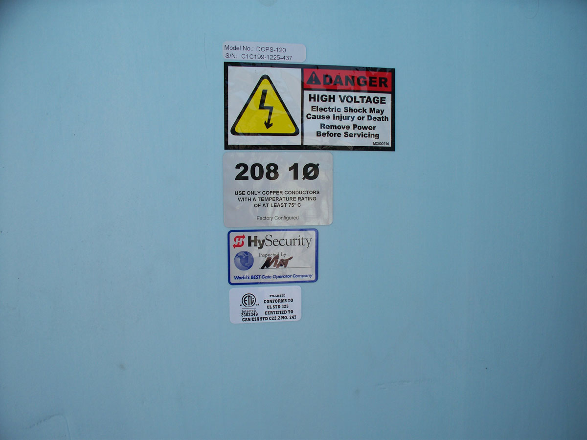 Philadelphia Museum of Art gate electrical warning stickers